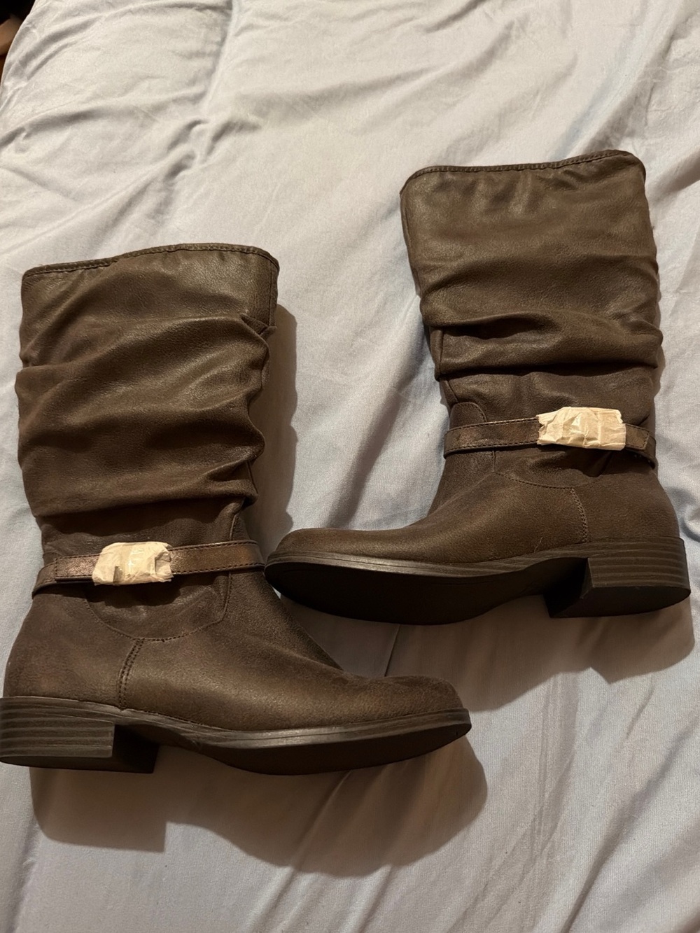 Brown slouch riding boots